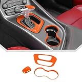 JeCar 3pcs Orange Cup Holder Trim Kit for 2015-2022 Dodge Challenger Interior Accessories