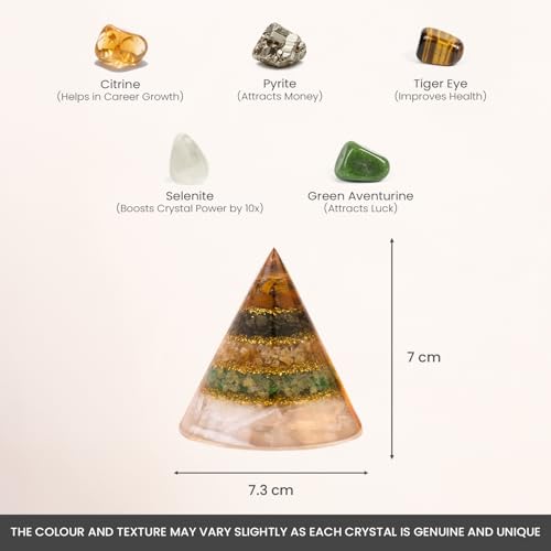 Image of Astrotalk Conical Dhan YOG Resin Pyramid with Selenite Base | Home Decor Items for Wealth, Money & Business Growth | Vastu Items for Home & Mandir | Decorative Items for Living Room