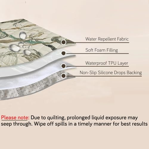 Image of HOKIPO 'Elira Series' Polyester Blend Digitally Printed Water Repellent + Waterproof Sofa Seat Mat for 1 Seater Sofa - Parchement Beige Abstract Art (AR-5241-C6*1)