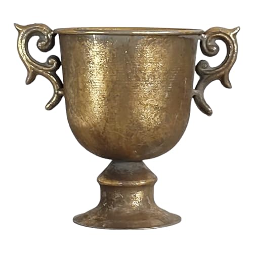Pokal Amphore Dekovase Vase Blumenvase Antik Metall Vintage Deko Retro Design (LN18-3 Gold)