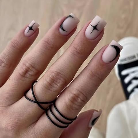 NLFOX 24pcs White French Tip Press on Nails Cover