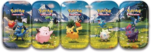 Pokémon-Sammelkartenspiel: Mini-Tin-Box Mega-Entwicklung – Erhabene Helden: Togepi und Karnimani (1 Stickerbogen, 1 Pokémon-Bildkarte und 2 Boosterpacks)