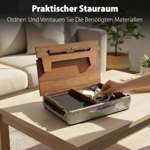 Vigo Wood Laptopkissen - Laptray mit Kissen, Laptop Tisch für Sofa, Lap Desk , Verstellbarer Ständer für Bett, , Tray (Walnuss) – Ansicht 4