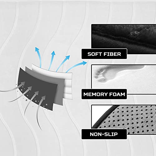 Elvoki Luxury Bathroom Rugs Set 5 Piece - Bath Mats Memory Foam, Toilet Rug Set. Strong Absorbent, Non-Slip, Ultra Soft, Easy To Clean, Black #TOP5