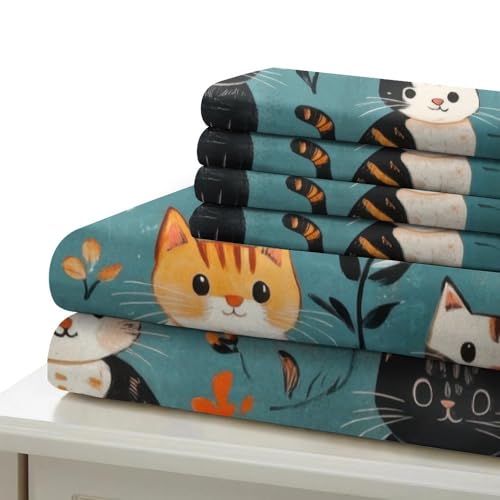 Parure de lit chats mignons housse de couette microfibre 135x200
