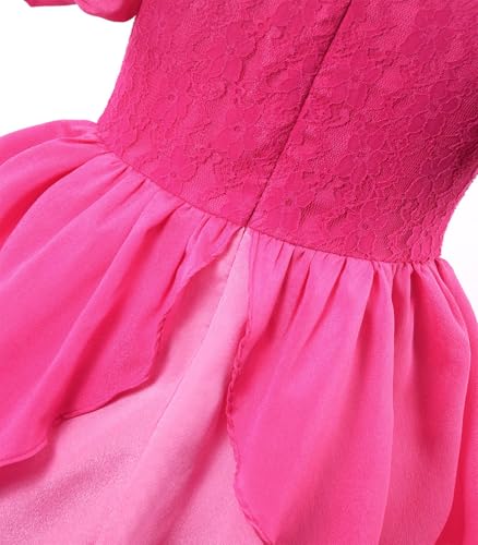 Adorable Peach Dress for Girls Ages 3-12 - Floral Summer Sundress with Ruffled Sleeves & Bow Detail (Toddler to Youth Sizing)3