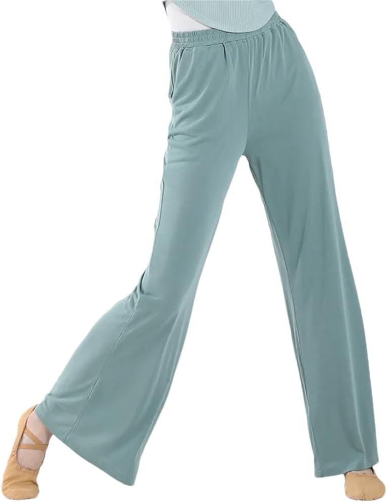 Generic Women Classical Dance Pants Practice Culottes Soft Wide Leg Harem Trousers High Waist Solid Color Body