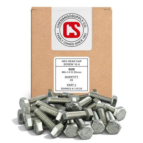 Chenango Supply M6-1.0 x 20mm Stainless Steel Hex Head Bolts