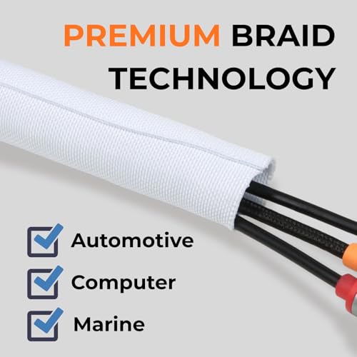 Protector de cable de telar trenzado blanco de 1 pulgada para el cable USB 2