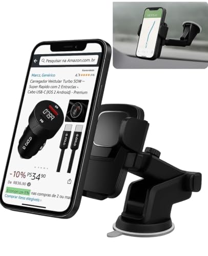 Suporte Veicular para Celular – Ventosa Ultra Forte, Rotação 360°...