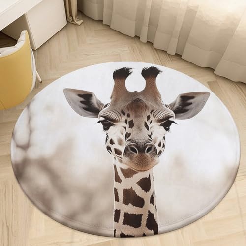 Tapis rond girafe pour chambre d'enfant tapis de sol antidérapant 90 cm
