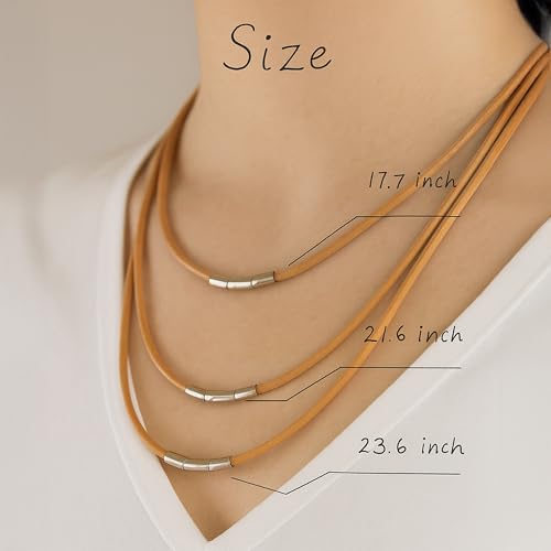 Genuine Leather Necklace for Men & Women - Unisex Handmade Choker with Secure Push-Button Clasp - Minimalist Leather Cord Jewelry in Gift Box3