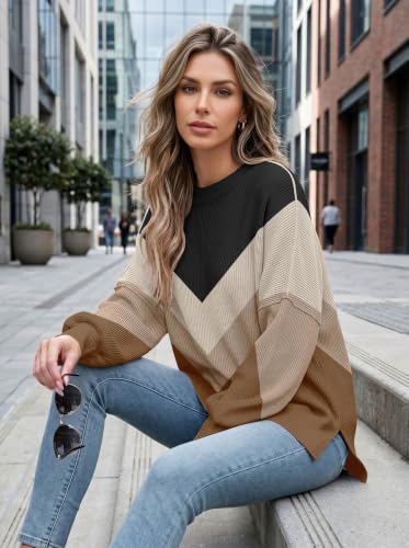 Image of Womens Oversized Sweaters Fall 2026 Fashion Clothes Colorblock Knit Tops