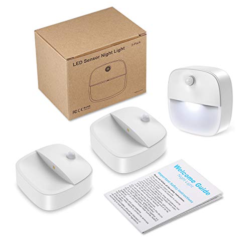 Amir Upgraded Motion Sensor Light, Cordless Battery-Powered Led Night Light, Wall Light, Closet Lights, Safe Lights For Stairs, Hallway, Bathroom, Kitchen, Cabinet (White - Pack Of 3) #TOP7