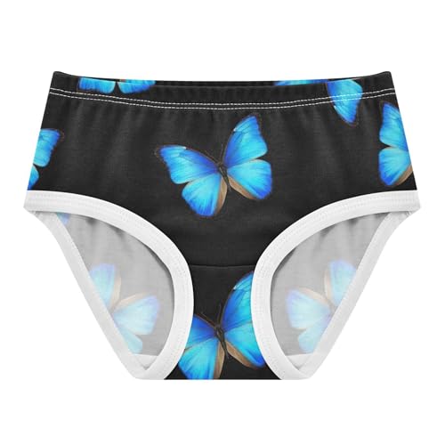 Vibrant Blue Butterflies Black Little Girl Panties Girls Underwear Toddler Cotton Funny Briefs Kids Undies 2t