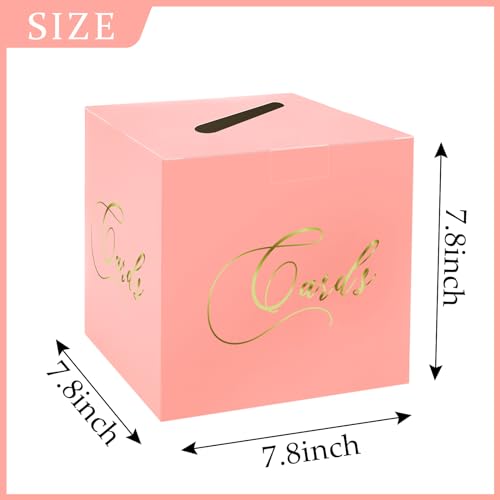 Image of Pink and Gold Card Box Gift Card Box Holder Envelope Box for Wedding Birthday Baby Shower Retirement Party Card Box