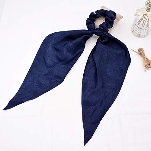 9 Pcs Silk Satin Hair Scarf Bow Scrunchies With Hair Ties Scarf, Solid Hair Scarf With Bow Silk Elastic Hair Bands, Ribbon Scrunchie With Tails Ponytail Ribbons For Women #TOP4