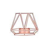✪ Farbe: Gold, Rotgold VNEIRW Nordischen Stil 3D Kerzenleuchter,Geometrische Struktur Kerzenständer Windlicht Metall,Kerzenhalter Teelichthalter für Hochzeit Partylite Weihnachten Couchtisch Dekoration (Rosegold, S)