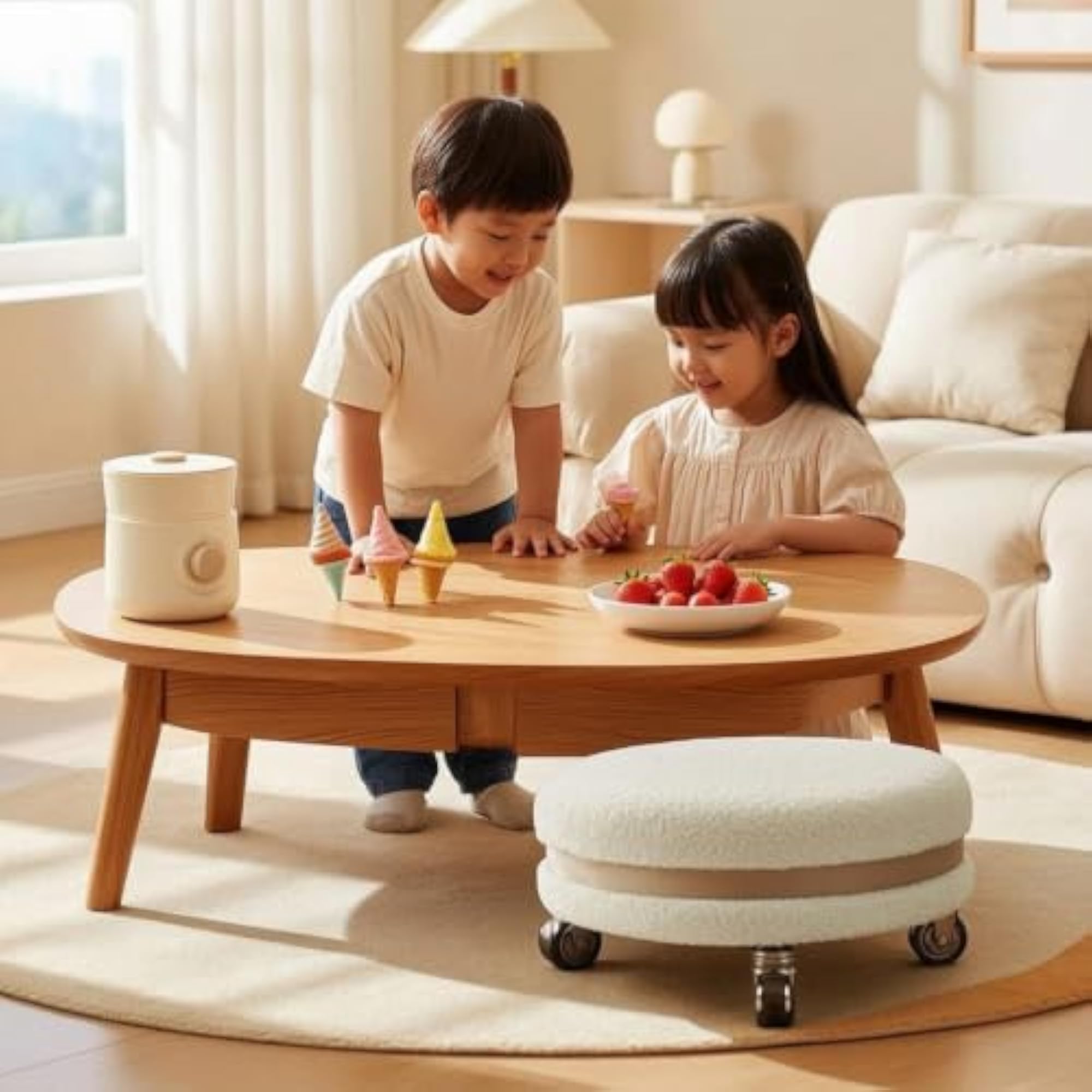 Soft Rolling Stool with Fleece Cover for Children