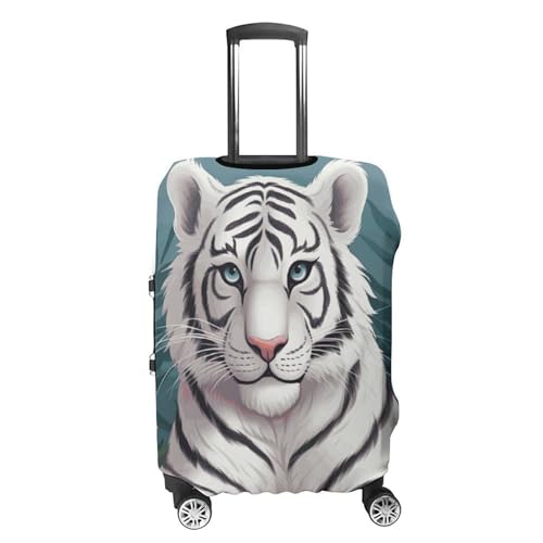 Cute White Tiger Printed Luggage Cover Protector, Fits 18-32 Inch Luggage4