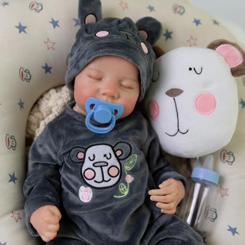 JUYOUYI poupée régénératrice réaliste, Vinyle de bébé garçon régénérateur réaliste de 18 Pouces, poupée de Nouveau - né...