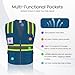 Uno Mejor Blue Safety Vest with Pockets, Hi Vis Construction Vest for Men Women, Neon High Visibility Mesh Work Vest with Reflective Strips for Contractors/Surveyors, ANSI Compliant, (UB-Blue, S)