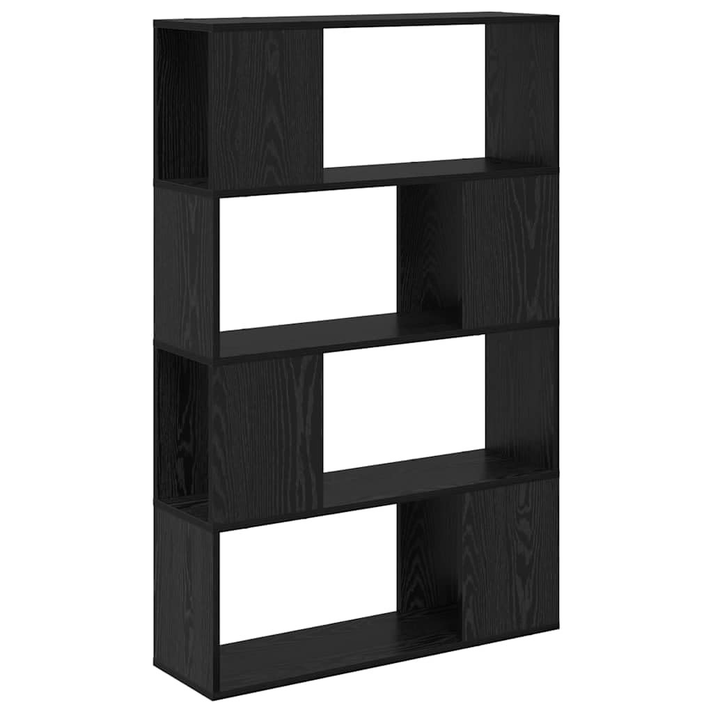 Zestaw szafek TV czarny 80 x 24 x 125 cm, montaż na ścianie, materiał drewnopochodny, 4 półki, nowoczesny design do salonu, zajmuje mało miejsca