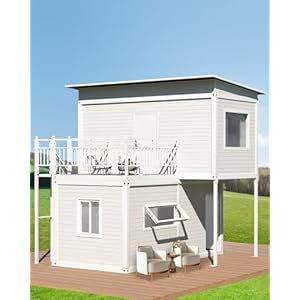 AJABEST Two-Story Tiny House: Modern Prefabricated Flat-Pack Home with Expandable Plastic Design, Portable Modular Dwelling for Hotel, Office, or Villa Use – Includes Restroom & On-site Installation