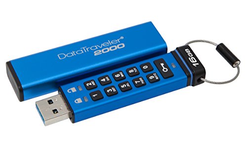 Kingston DataTraveler 2000 DT2000/16GB - Memoria USB 3.0 de 16 GB cifrada con Teclado, Tipo Llave, Sin Especificar