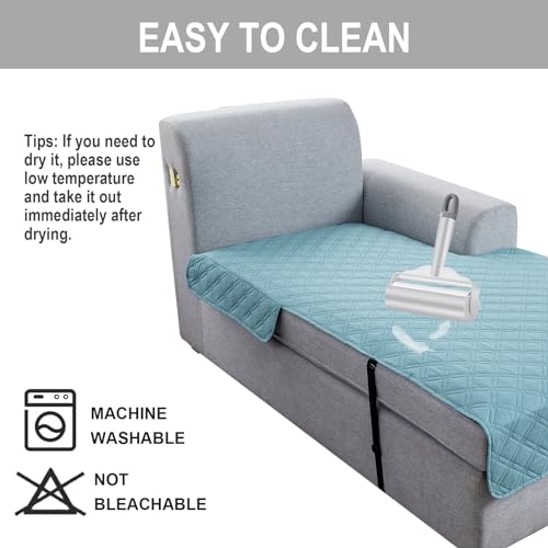 Image of Genina L Shape Couch Cover, Sectional Couch Chaise Covers, Waterproof Washable Sofa Covers for Left L Shape Chaise Lounge, Anti-Slip Sofa Slipcovers for Dogs Cats Pet Friendly(Blue)