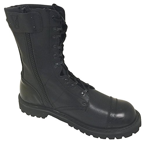 A1B18V Men's Tactical Boots Leather Black Combat Military 10 inch Cap Toe Side Zipper Army Work Shoes2