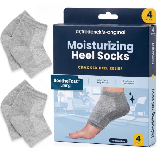 Dr. Fredericks Original Moisturizing Heel Socks for Dry Cracked Heels Treatment - Infused with Olive Oil Jojoba Oil and Vitamin E - 2 Pairs - Self Care Gifts for Women & Men - Original Formula