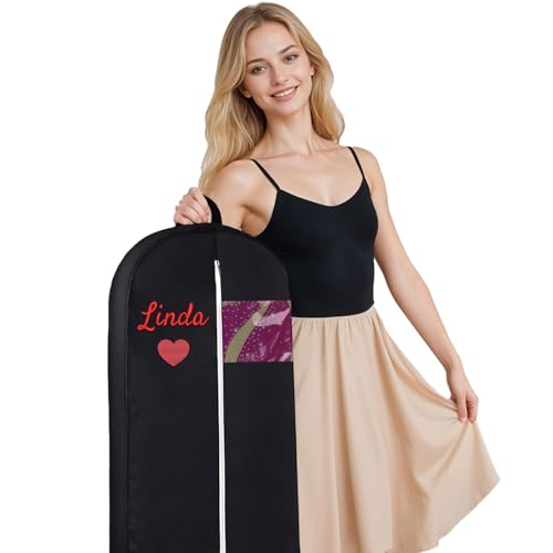 Personalized Garment Bags Prom Dress Bag for Teens, Embroidered Name/Text Garment Protector Cover for Wedding Dress, Suit, Dance Costumes, Coat, Brides Maids Dress Uniform Cover