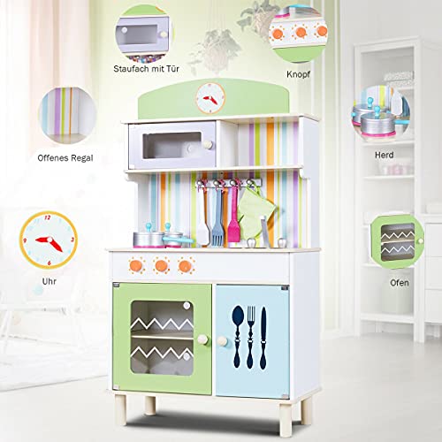Kinderküche Spielküche Holz Kinderspielküche Spielzeugküche Spielzeug Holzküche HUIJK (Color : Grün) – Bild 4