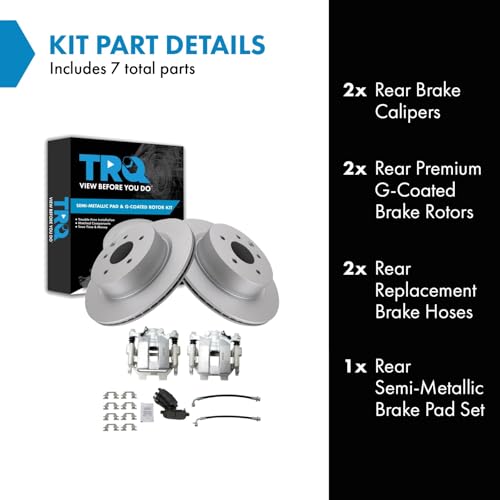 Image of TRQ Rear Brake Pad and Rotor Set Semi Metallic Coated Rotors Calipers Compatible with 2011-2012 Infiniti G25 G37 2015 Q40