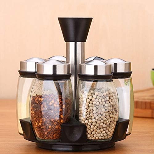 Seasoning Box Condiment Box Rotary Base Condiment Bottle 6 Set Kitchen Utensils Seasoning Pot Combination Suit Kitchen Holder Seasoning Box