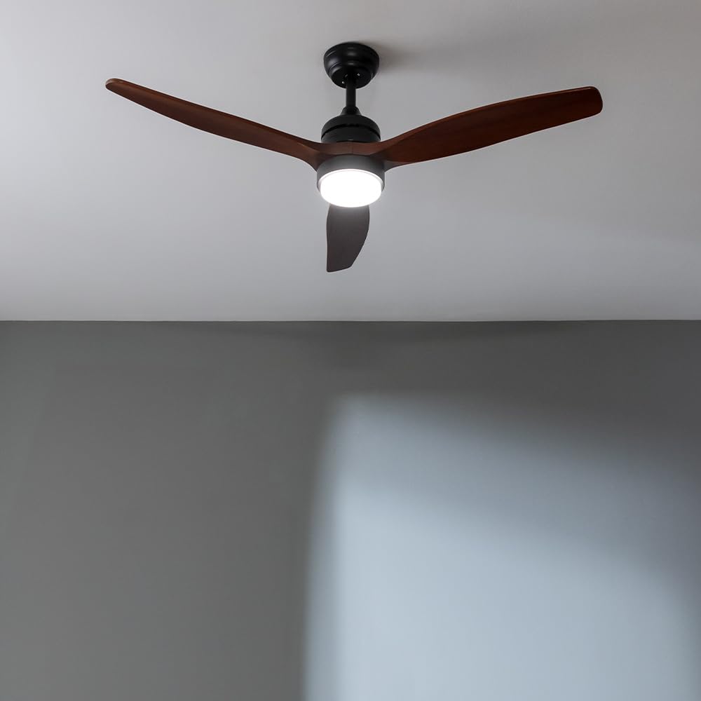 Cecotec Ventilatore da Soffitto con Luce EnergySilence Aero 5275 DarkWood. 40 W, Diametro 132 cm, Lampada a LED, Telecomando, Timer Fino a 8 Ore, 6 Velocità, Estate/Inverno, Altezza Regolabile