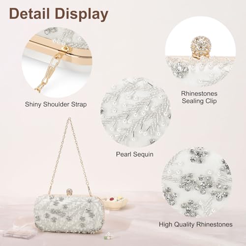 Image of DTGN Evening Bags Clutch Purses for Women Formal, Bridal Purses Rhinestone Handbags Shoulder Bag with Chain Sparkly