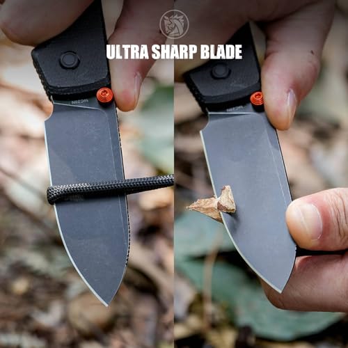 Image of Vosteed Raccoon2.0 EDC Folding Pocket knife with Clip - Top Liner Lock Knife with 3.25 inch Sandvik 14C28N Steel Blade - Micarta Handle for Camping, Hiking - A2902