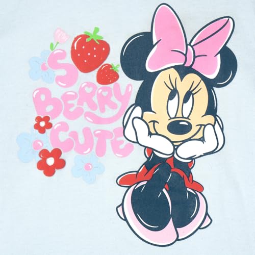 Disney Minnie Mouse Big Girls T-Shirt and Gauze Shorts Outfit Set Blue Strawberries 10-12 - image 6