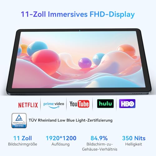 TABWEE W90 Android 15 Tablet 11 Zoll - 24GB RAM+256GB ROM, FHD Großes Display Gaming Tablet, Dual 4G LTE+5G WiFi, Octa Core T615… – Ansicht 6