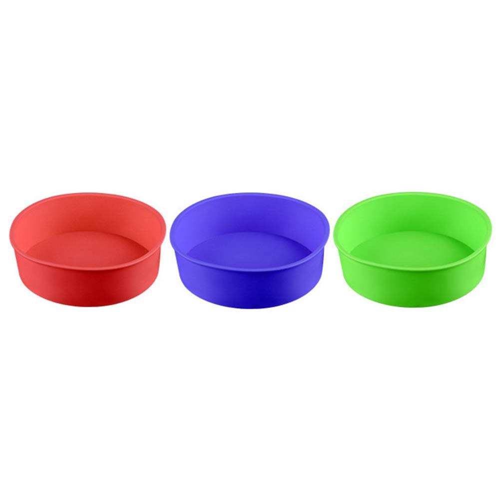 DOITOOL 3pcs Silicone Cake Molds Round Shape Baking Mold for Cake Making Easy to Random Color for Home and for Cookies and