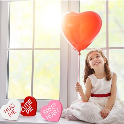 Qunclay-6-Pcs-Valentines-Day-Decor-Wooden-Heart-Table-Decorations-Sign-Sweet-Love-Tiered-Tray-Decor-Centerpiece-Farmhouse-Table-Blocks-for-Valentines-Day-Gift-Wedding-PartyRed-Pink-White Qunclay 6 Pcs Valentines Day Decor Wooden Heart Table Decorations Sign Sweet Love Tiered Tray Decor Centerpiece Farmhouse Table Blocks for Valentines Day Gift Wedding PartyRed Pink White