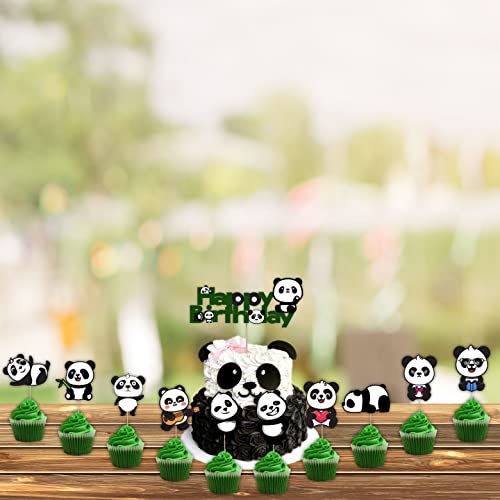 Image of FestikoCute Cartoon Panda Birthday Decoration Supplies (11 Pcs), Children Party Decoration,Girl Birthday Decoration Full Birthday Set Cake Topper,Cup Cake Topper for Birthday Decoration