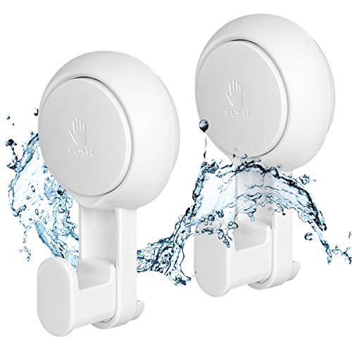 Luxear Suction Cup Hook Towel Hooks Shower Hooks Removable Kitchen Suction Hooks Vacuum Wall Holder For Home Bathroom Holder For Loofah Sponge Towel Key Coat Bag - 2 Pack #TOP6