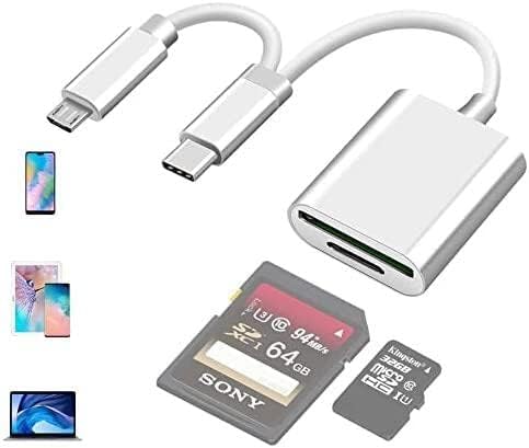 USB C to SD/MicroSD Card Reader Type C/Micro USB OTG Adapter Aluminum TF Card Memory Card Reader Camera reader Drive Recorder Video Reader Trail Cam Viewer for Android Tablets/PC/Laptop/phones/samsung
