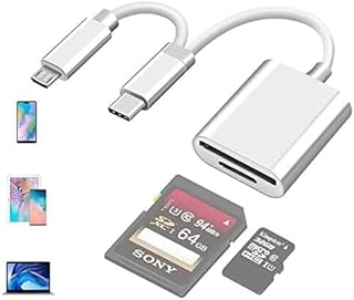 USB C to SD/MicroSD Card Reader Type C/Micro USB OTG Adapter Aluminum TF Card Memory Card Reader Camera reader Drive Recorder Video Reader Trail Cam Viewer for Android Tablets/PC/Laptop/phones/samsung