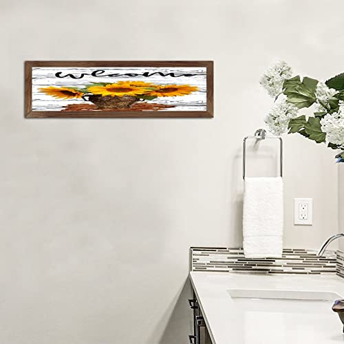 Bois vieilli Welcome Tournesol décoration murale de table - 5