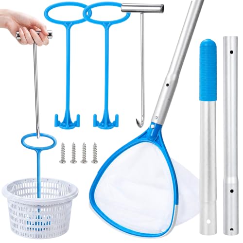 Yiyiring 6 Pcs Pool Skimmer Kit Pool Net Skimmer Basket Handle Basket Hook