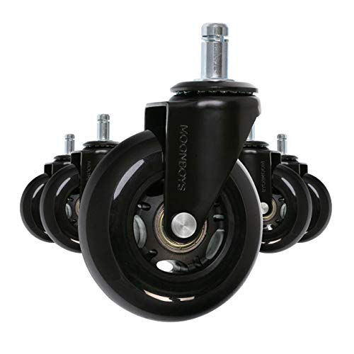 Office Chair Caster Wheels - Set of 5 Replacement Heavy Duty Rollerblade Black